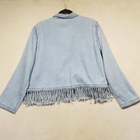 CMC Color Me Cotton Medium Top Denim Blue Light Wash Fringe Western Rodeo Ranch - Picture 7 of 8